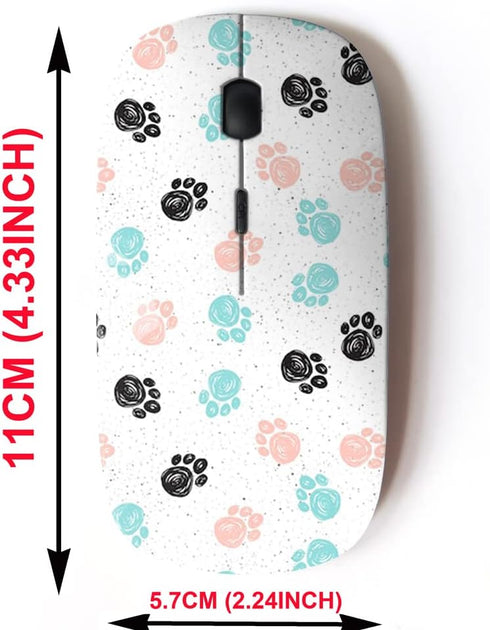 2.4G Wireless Mouse with Cute Pattern Design for All Laptops and Desktops with Nano Receiver - Doodle Dog paw...