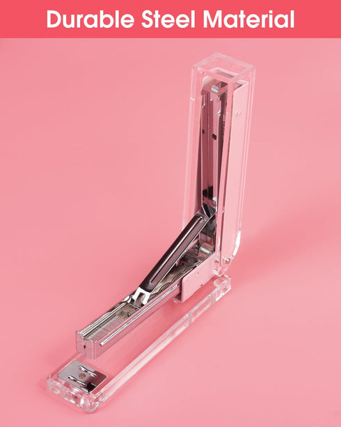 Clear Acrylic Stapler, Desktop Stapler, Office Stapler, Elegant Modern Desk Accessory for The Desk at Home, Office, or School?Pink?...