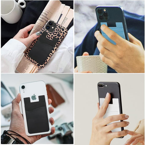Phone Wallet Stick on, 6Pack Phone Card Holder, Silicone Card Holder for Back of Phone Case, Sticky Credit Card Holder for iPhone,Samsung,Smartpho...