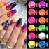 Major Dijit Neon Phosphor Pigment Powder Set Fluorescent Nail Glitter Eye Powder Manicure Decoration Nail Art Dust Pigment Paillettes (C)...