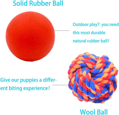 4 Pack Puppy Balls, Puppy Teething Ball, Dog balls for small dogs, Squeaky Ball for Small Dog, Rubber Ball, Puppy chew Toys, Dog Enrichment Toys f...