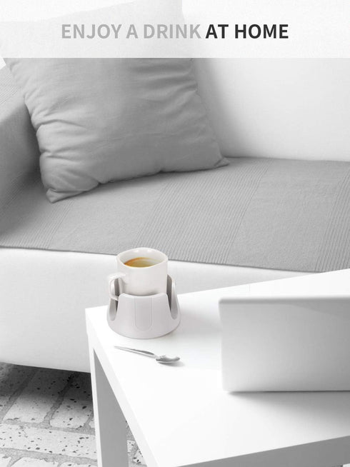 Anti-Spill Cup Holder, Drink Coaster with Anti-Slip Mat Fits Drink for Home Office Outdoors (White)...