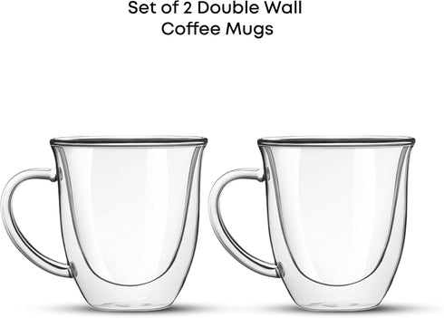 JoyJolt Serene Double Walled Insulated Glasses Coffee Mug (Set of 2) 7.4 Ounces...