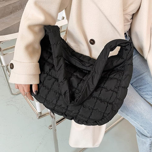 Women Puffer Tote Bags Lightweight Quilted Padding Shoulder Bag Lightweight Nylon Cotton Padded Large Tote Bags...