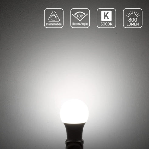 Lepro Dimmable LED Light Bulbs 60 Watt Equivalent, 9.5W 800LM Daylight White 5000K, A19 E26 Standard Medium Base, UL FCC Listed, 15000 Hour Lifeti...