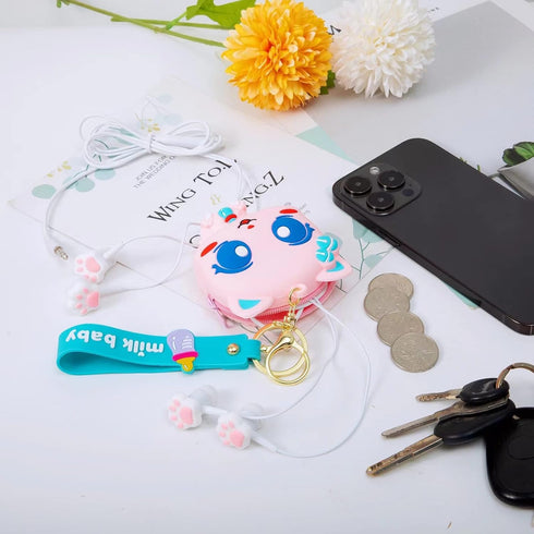 Kids Earbuds Cute Earbuds for Kids in-Ear Headphones with Keychain Storage Case Wired Earphones with Mic Microphone for School Classroom Gift for ...