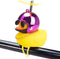 wonuu Rubber Duck Toy Car Ornaments Yellow Duck Car Dashboard Decorations Squeeze Duck Bicycle Horns with Propeller Helmet (Bright Rose-Light)...