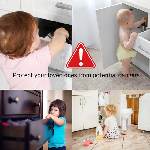 Child Safety Cabinet Locks (6 Pack) – Adjustable Baby Proofing Strap Latches with Strong 3M Adhesive – No Drill Childproof Locks for Drawers, Cabi...