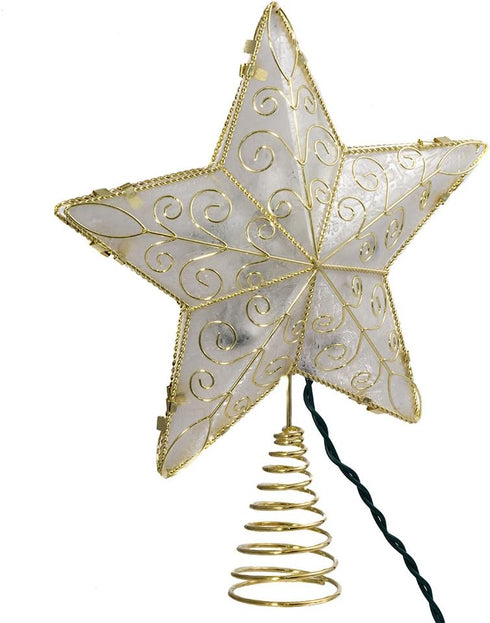 Kurt Adler UL1881 10 Light 8.5-Inch Gold Reflector Star Treetop...