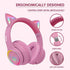 Headphones Cat Ear Wireless Bluetooth 5.3 60H Over Ear, 8H with Led Light Foldable Music Gaming Headset with Aux 3.5mm Mic for Game Pad Tablet Lap...