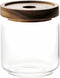 480ML/16Oz Clear Cute Glass Storage Canister Holder with Stackable Airtight Wood Lid, Modern Decorative Small Container Jar for Coffee, Spice, Can...