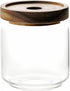 480ML/16Oz Clear Cute Glass Storage Canister Holder with Stackable Airtight Wood Lid, Modern Decorative Small Container Jar for Coffee, Spice, Can...