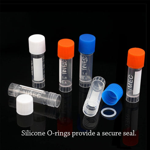 100PCS 2ml Plastic Small Vials with Screw Caps Sample Tubes Cryotubes,PP Material, Free from DNase, RNase, Human DNA...