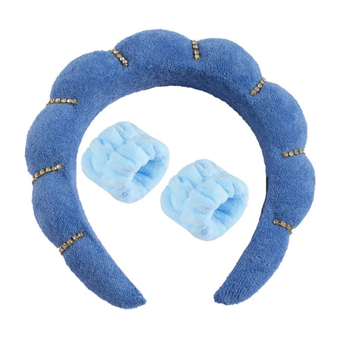 Women's Makeup Headband with 2 Wash Wristbands- Soft, Non-Slip SPA and Wash Headband for Daily Beauty Routine, Perfect for Face Washing, Skincare,...