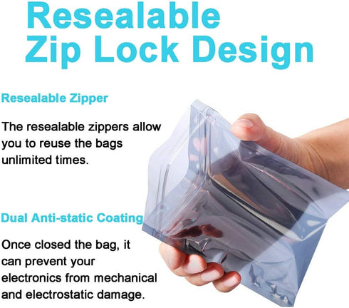 50Pcs Antistatic Resealable Bag 15X20cm/5.9X7.9inch, Premium Anti Static Bag for SSD HDD and Other Electronic Devices...