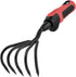 Stainless Steel Garden Rake and Hand Cultivator for Heavy-Duty Soil Loosening, Planting, and Weed Removal - Ideal for Men and Women - Red Handle...