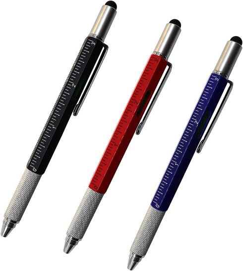 Screwdriver Pen Multitool Pen Touch Screen Stylus Ballpoint Tech Tool Pen Gadgets Ruler Level Metal Hexagon Pen for Men Office Outdoor Supplies 3 ...