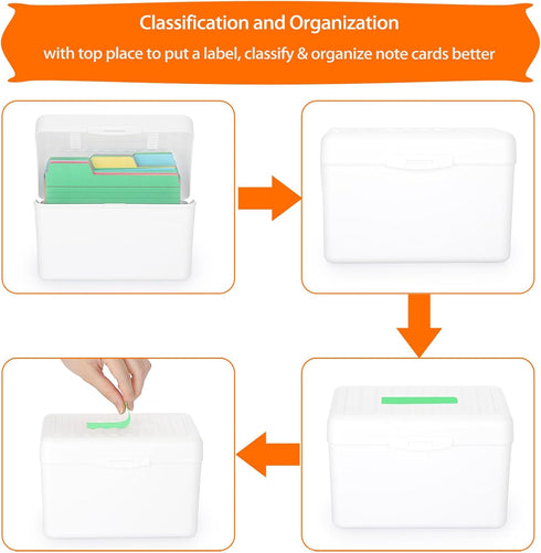 BTSKY 1 Pack 4 x 6 inch Index Card Box - Index Card Holder Notecard Box Recipe Card Box Plastic Storage Organizer for Filling Index Cards , Note c...