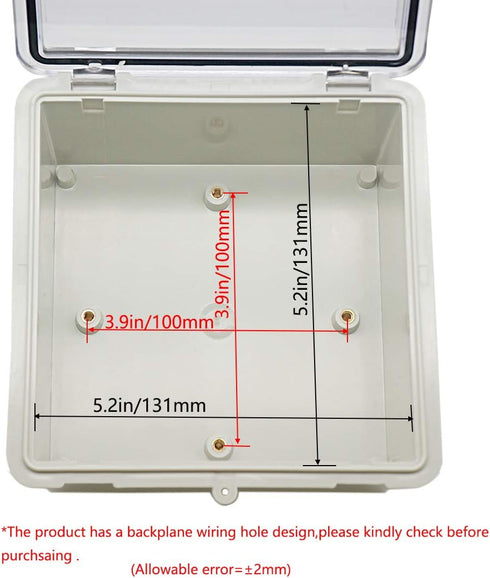 Zulkit Junction Box ABS Plastic Dustproof Waterproof IP65 Electrical Boxes Hinged Shell Outdoor Universal Project Enclosure Clear Cover with 2 Cab...