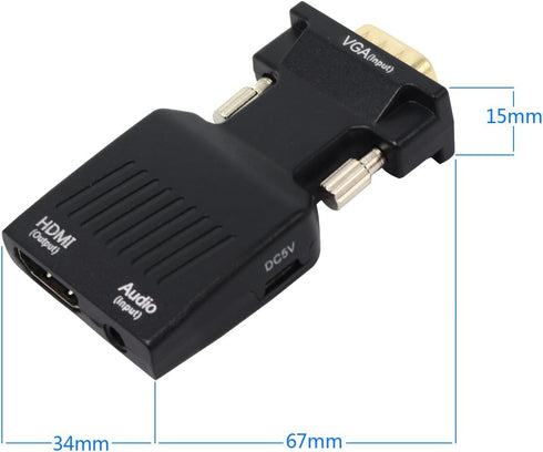 VGA to HDMI Converter 1080 P VGA to HDMI Adapter with Video 1080P for PC Laptop to HDTV Projector with Audio Cable and USB Cable...
