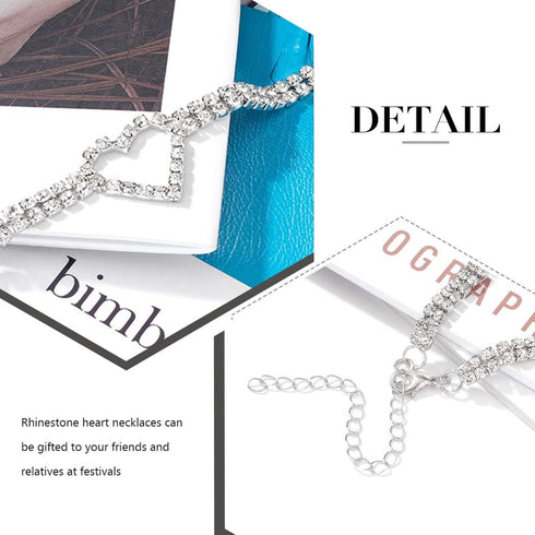Rhinestone Choker Necklace Silver Heart Necklaces Butterfly Crystal Chokers Bling Tennis Chain Neck Jewelry for Women and Girls...
