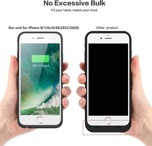 Pxwaxpy Battery Case for iPhone 8/7/6s/6/SE(2022/2020), 6000mAh Rechargeable Charging Case for iPhone 8/7 Portable Battery Pack for iPhone 6s/6/SE...