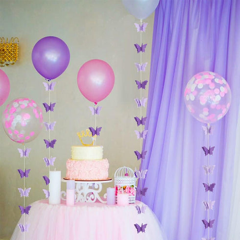 BEISHIDA 5Pcs Purple Lavender Butterfly Paper Garland Hanging Decorative Banner for Halloween Home Ceiling Decor Birthday Party Baby Shower Weddin...