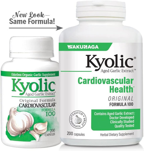 Kyolic Aged Garlic Extract Formula 100, Original Cardiovascular, 200 Capsules (Packaging May Vary)...