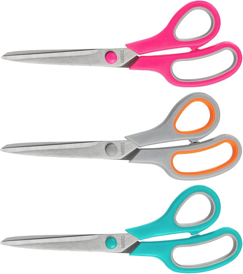 Scissors All Purpose,8.5'' Multipurpose Scissors Bulk 3-Pack,Stainless Steel Sharp Scissors for Office Home School Sewing Fabric Craft Supplies, R...