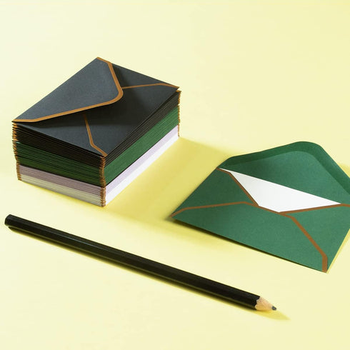 100 Pieces Mini Gift Card Envelopes Colorful V Flap Small Envelopes with Gold Border for Blank Note Cards, Business Gift Cards (4 x 2.7 Inches, Bl...