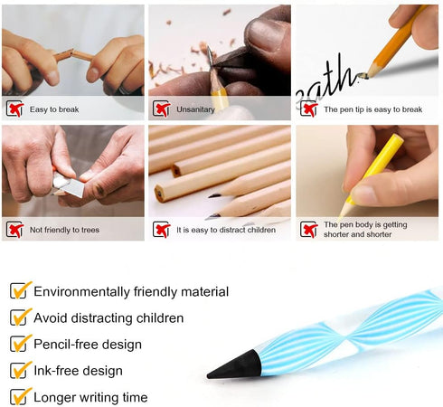 AUAUY 5 PCS Inkless Pencil, Infinity pencil, Reusable Everlasting Pencil, Cute Erasable Portable Pencil for Writing, Drawing, Drafting, Students H...