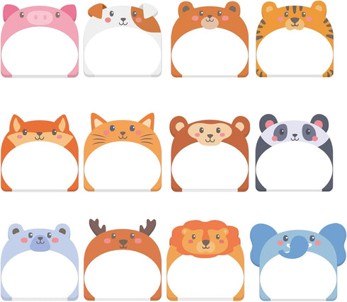 12 Shape Cute Animal Sticky Notes, Kawaii Self-Stick Notepads Cartoon Markers Flags Cute Sticky Memo Pads Students Home Office Gifts Tab Supplies ...