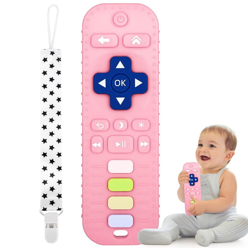 Fu Store Silicone Teething Toys for Infant Toddlers, Remote Control Shape Teethers for Babies Chew Toys, Relief Soothe Babies Gums Set, BPA Free/F...