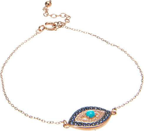 GiveAbay Essentials womens 18k Yellow Gold Plated Sterling Silver Stabilized Turquoise with Created Blue and White Sapphire Evil Eye Necklace, 18", ...