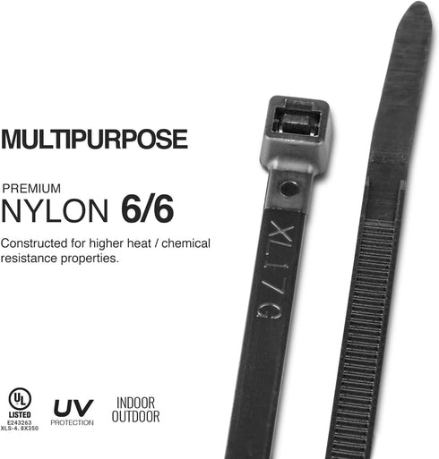 TR Industrial Multi-Purpose UV Resistant Black Cable Ties, 14 inches, 100 Pack...