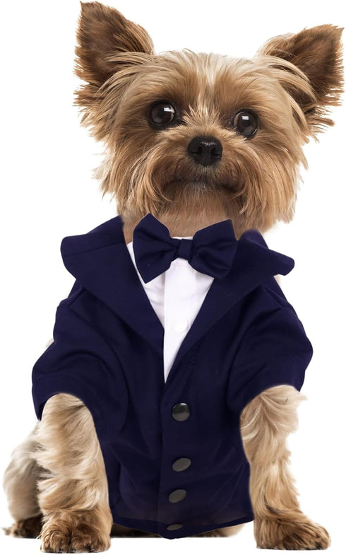 SAWMONG Dog Tuxedo,Formal PET Wedding Party Suit for Small Medium Dogs,Dog Prince Bow Tie Shirt,Cosplay Prince Costume Gentleman Apparel,Pet Costu...