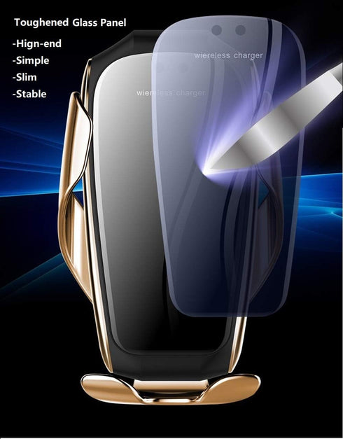 Wireless Car Charger Mount, Auto Clamping 10W 7.5W Fast Charger for iPhone 12/12 Pro max/12 Pro/11/11Pro max/11 Pro/X/XR/XR max Samsung (Champagne...