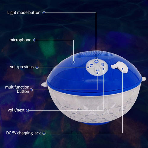 Bluetooth Speakers with Colorful Lights, Portable Speaker IPX7 Waterproof Floatable, Built-in Mic,Crystal Clear Sound Speakers Bluetooth Wireless ...