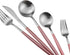 Gugrida Luxury Flatware, Royal 5 Piece Matte Pink Handle 18/10 Stainless Steel Tableware Sets for 1 Including Forks Spoons Knives, Camping Silverw...