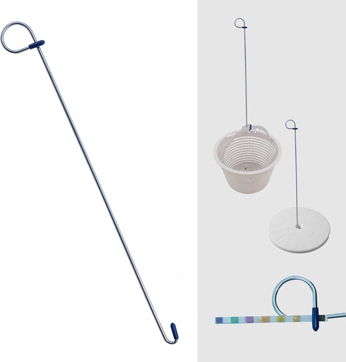 Pool Skimmer Basket/Skimmer Lid Lifting Hook and Pool Test Strip Holder for Pool Cleaning and Pool Maintenance - MADE IN THE USA - the Knee Saver ...