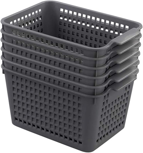 Sandmovie Gray Plastic Storage Baskets, 6 Packs...