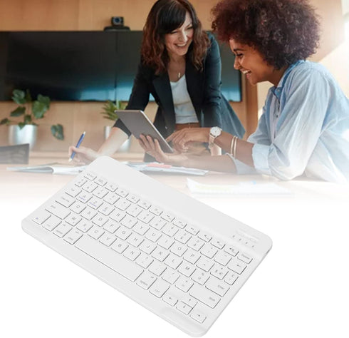 Sanpyl Keyboard, 10in Ultra Thin Bluetooth French AZERT Keyboard Scissor Slim Waterproof Multifunctional Keyboard for Tablet Phone Computer(White)...