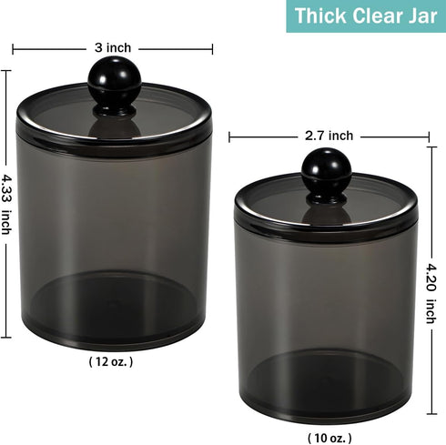 SheeChung 6 Pack Qtip Dispenser Apothecary Jars Bathroom with Labels - Qtip Holder Storage Canister Clear Plastic Acrylic Jar for Cotton Ball, Pad...