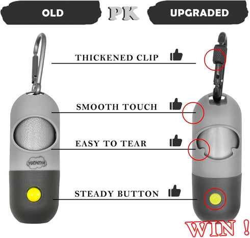 Dog Poop Bags Holder with LED Flashlight|Pet Waste Bags Dispenser for Leash|Doggie Potty Bags Container with Leak-proof Pet Trash Bags and Accesso...