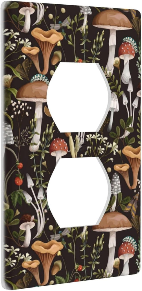 Boho Mushroom Single Duplex Outlet Light Switch Plate Cover Decor Wall Plate Decorative Outlet Cover For Home Bedroom Kitchen 4.5 * 2.76 Inches...