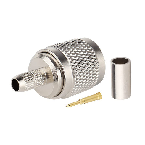 TNC Male Connector 10PCS, TNC Male Plug Crimp Connector for RG58/RG142/RG400/LMR195/KSR195/3D-FB Cable...