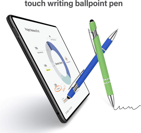 Ballpoint Pens with Stylus Tip, Soft Touch Click Stylus Pen, 2 in 1 Retractable Metal Stylus Pens, Black Ink, for Birthday Anniversaries Graduatio...