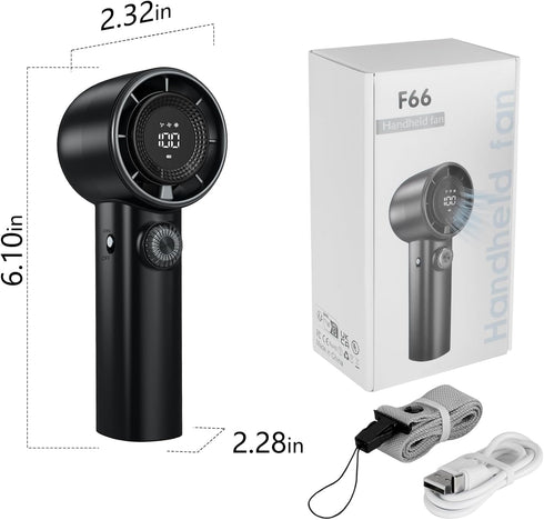 VanSmaGo Outdoor Fast Cooling Fan, 15000 rpm 100 Speeds Personal Portable Turbo Mini HandHeld Fan with 5000mAh Rechargeable Battery&LED Display fo...