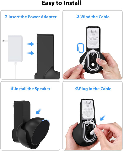 Maxonar Wall Mount for Echo Pop, Echo pop Wall Mount Speaker Holder Stand No Screws No Drill Needed Cable Hidden Storage - Black...