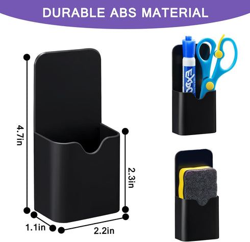 Simetufy 2pcs Magnetic Pen Holder, Magnetic Whiteboard Marker Holder, Magnetic Pencil Holder for Fridge, Magnetic Pencil Holder for Locker(Black)...
